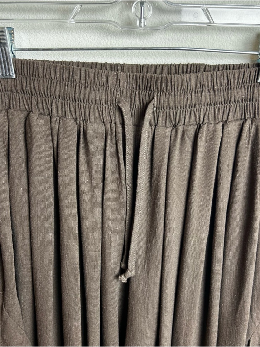 NWT Tarse Linen blend wide leg split skirt pants loose palazzo pants brown S - Picture 3 of 12